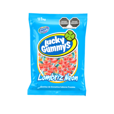 Cuanda goma Lucky Gummy Lombriz Neón 1kg - Santo dulce