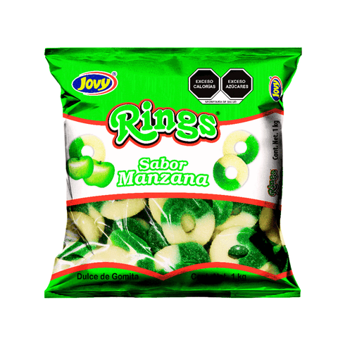 Jovy Gummy Rings manzana verde 1kg - Santo dulce