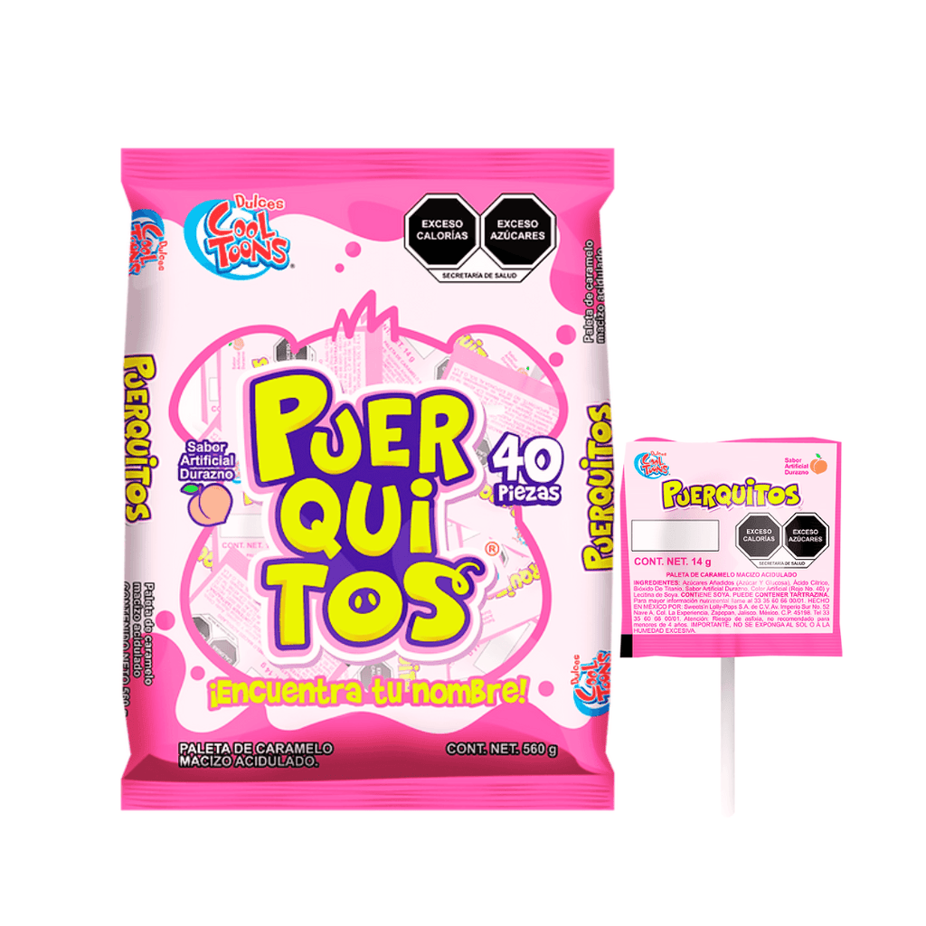Cool Toons paleta Puerquitos Durazno 40pzs – Santo Dulce