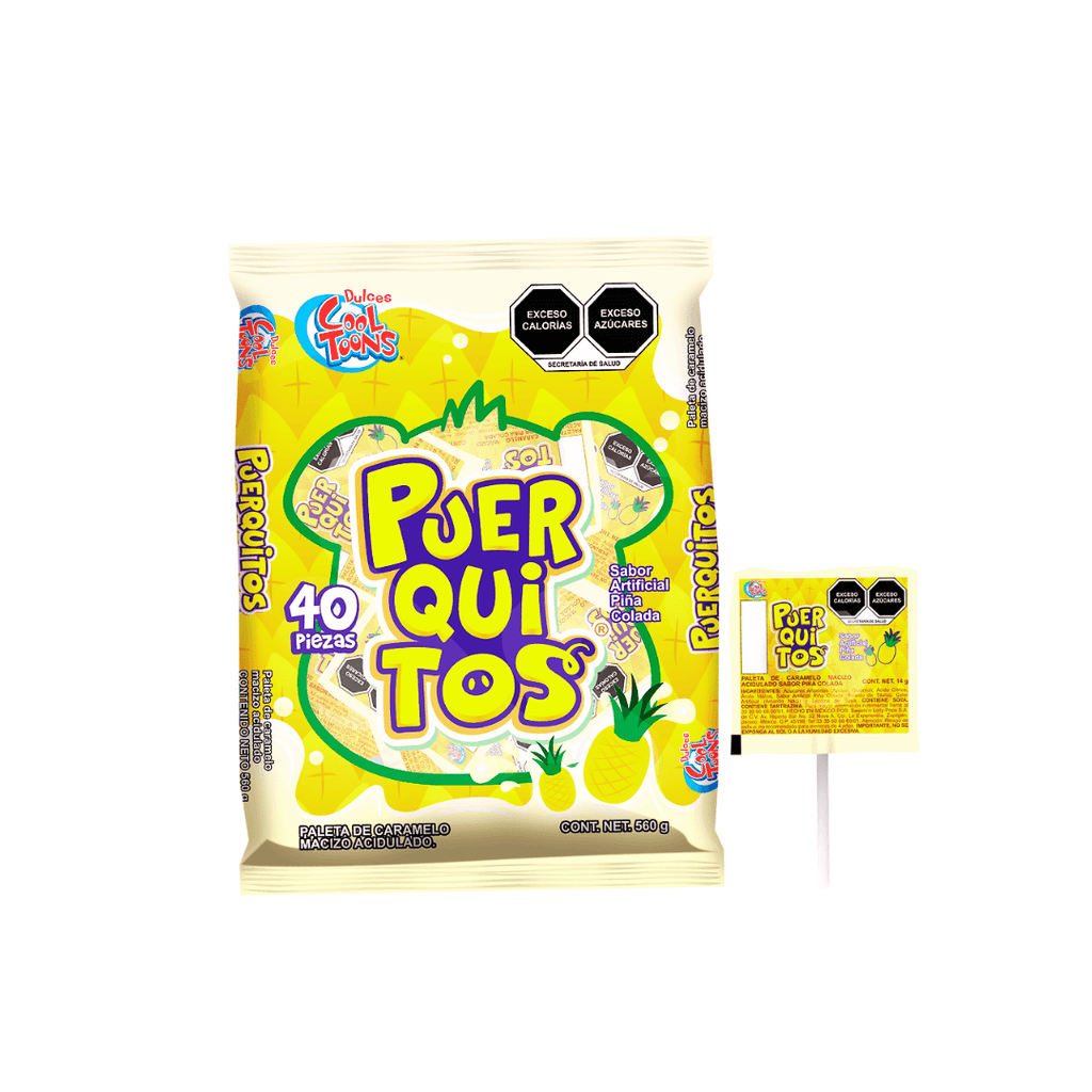 Cool Toons Paleta Puerquitos Piña Colada 40pzs – Santo Dulce